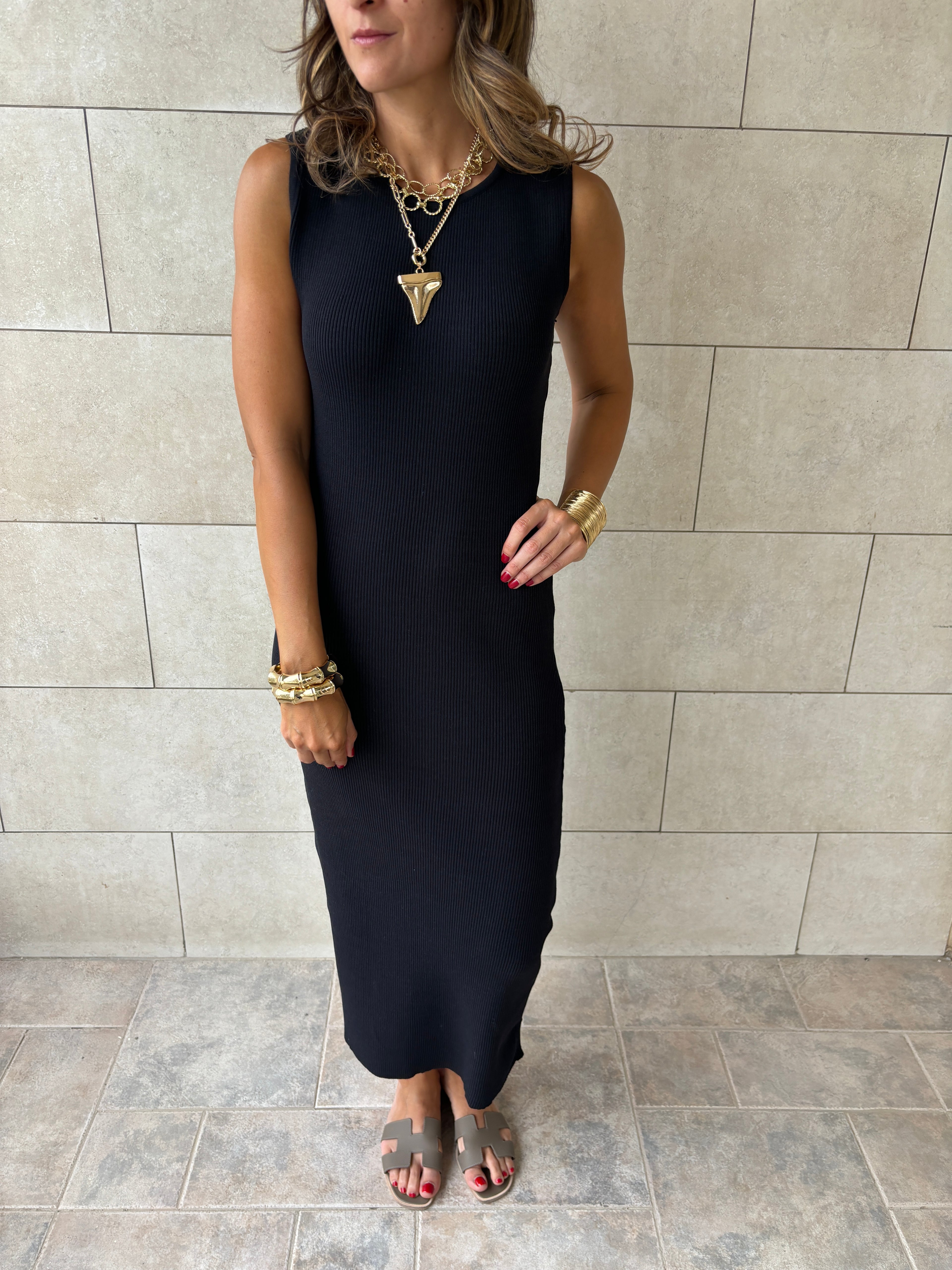 Black 101 Interknit Long Basic Dress