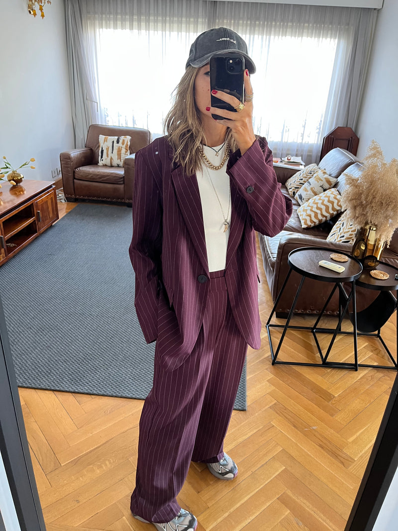 Plum Striped Blazer