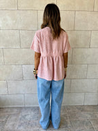 Pink Romantic Eyelet Shirt Top