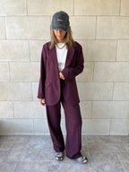 Plum Striped Frillu Signature Pants