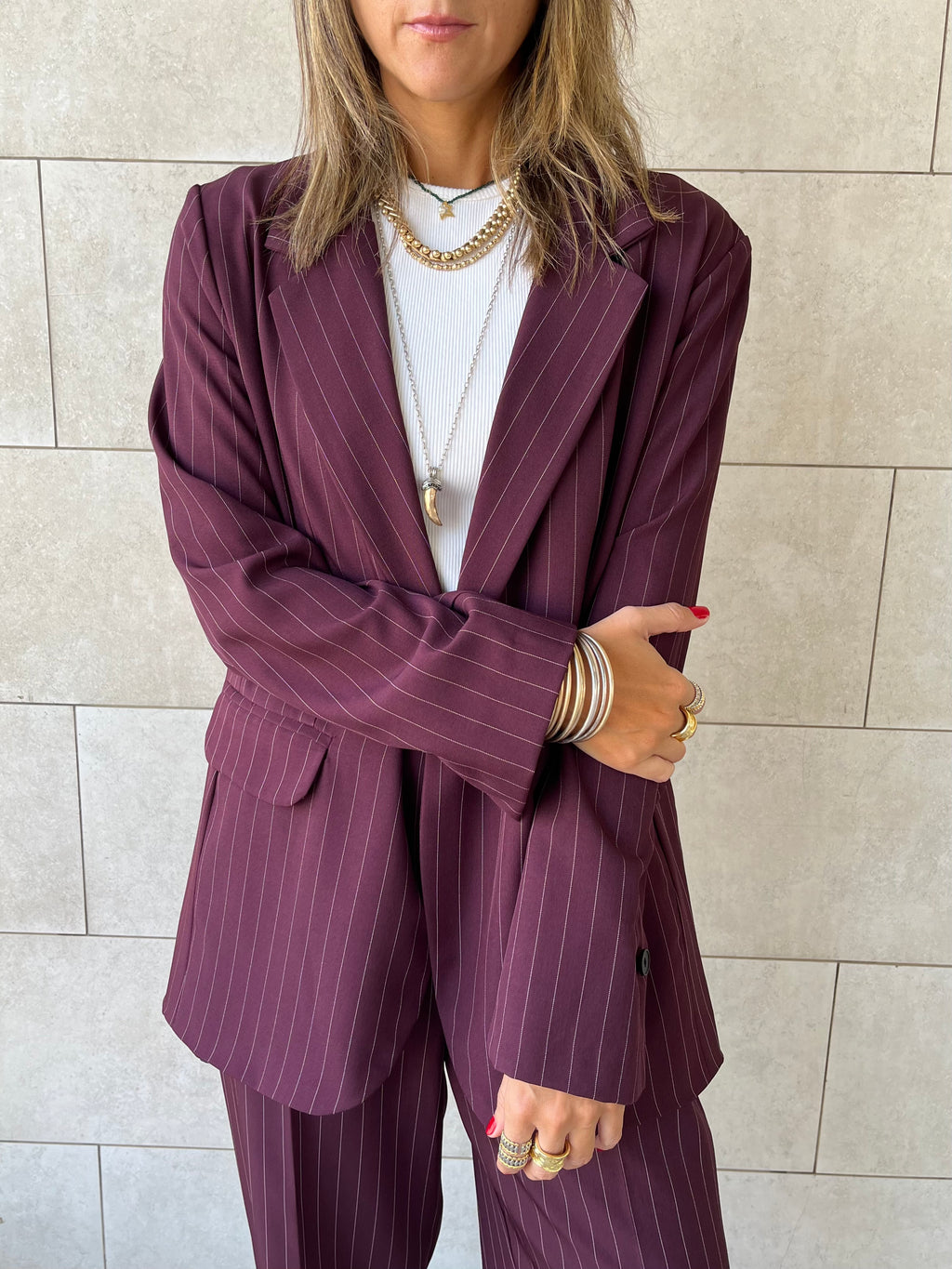 Plum Striped Blazer