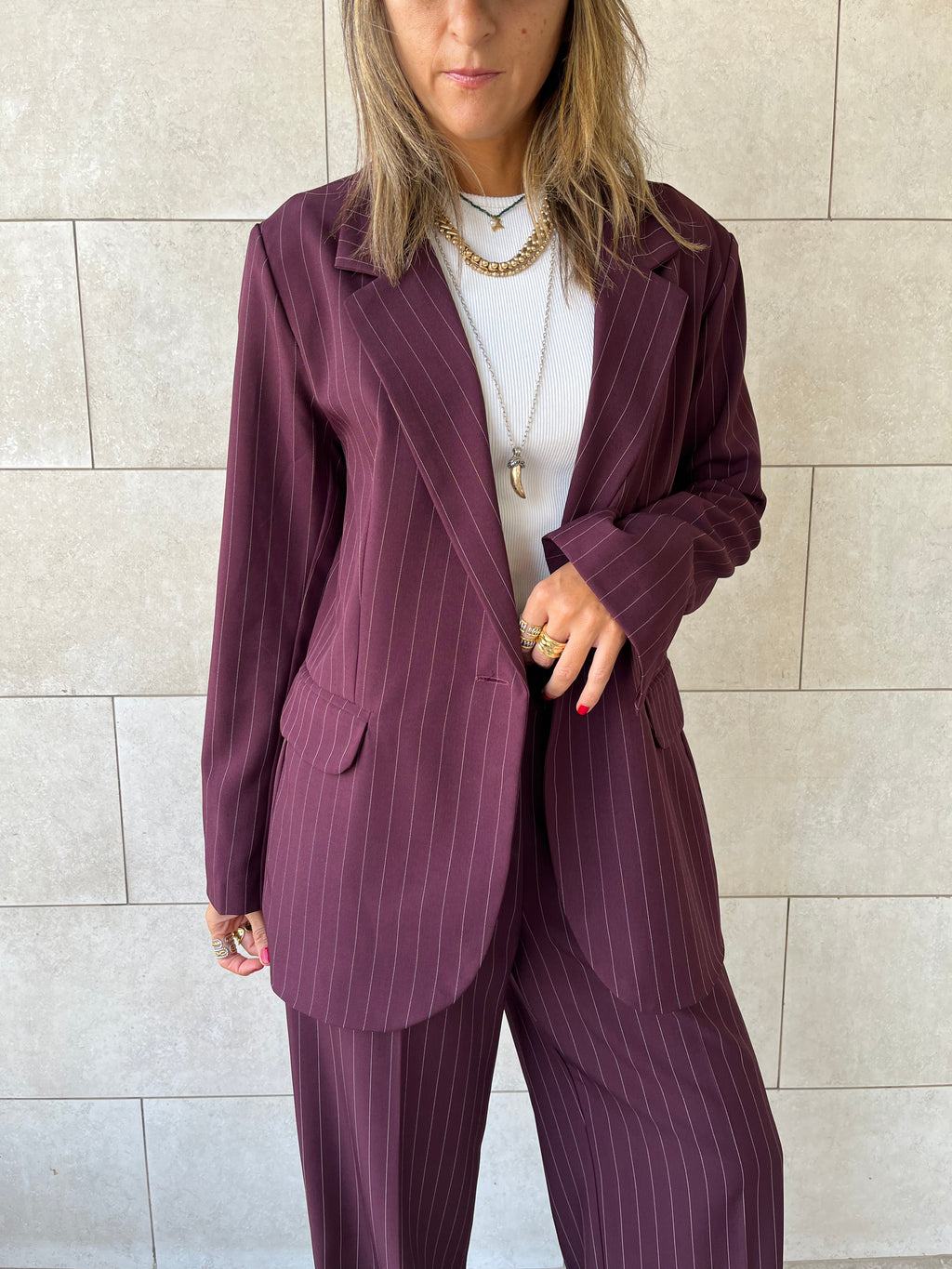 Plum Striped Blazer