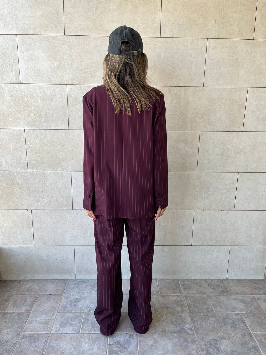 Plum Striped Frillu Signature Pants