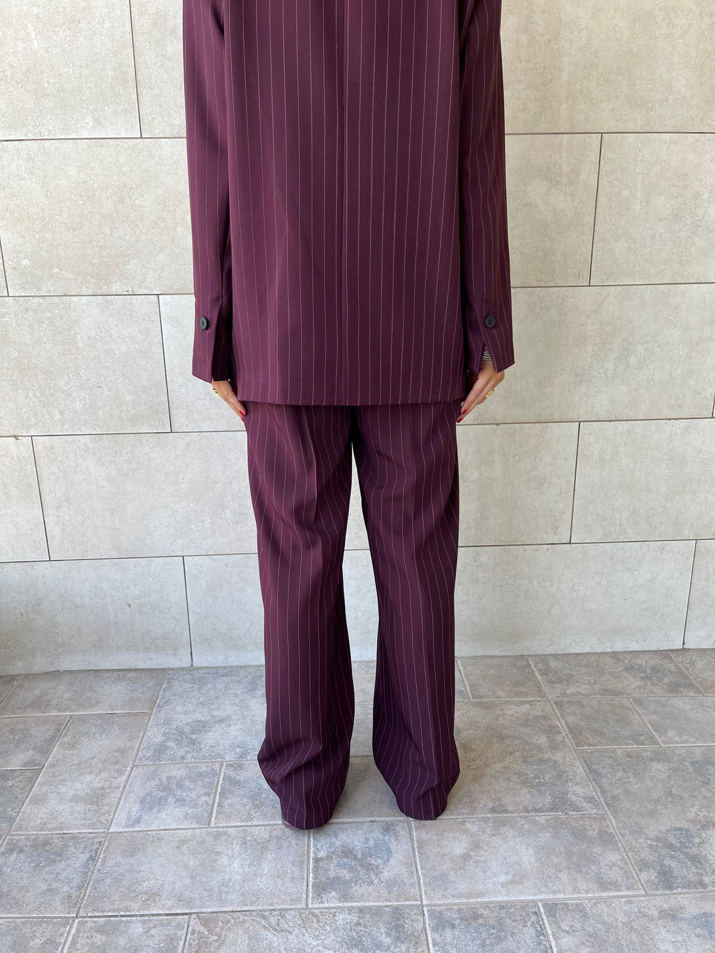 Plum Striped Frillu Signature Pants