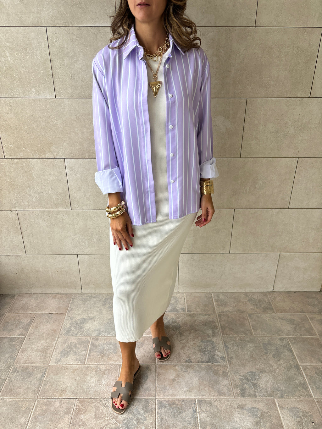 Matilda Purple Striped Button Up Shirt