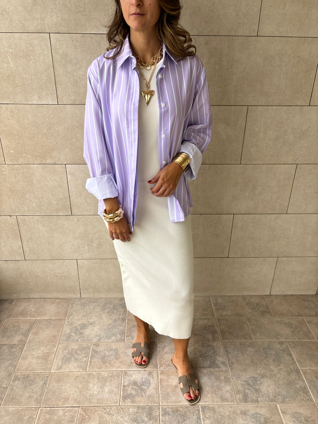 Matilda Purple Striped Button Up Shirt