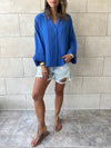 Blue Basic Chiffon Essential Shirt
