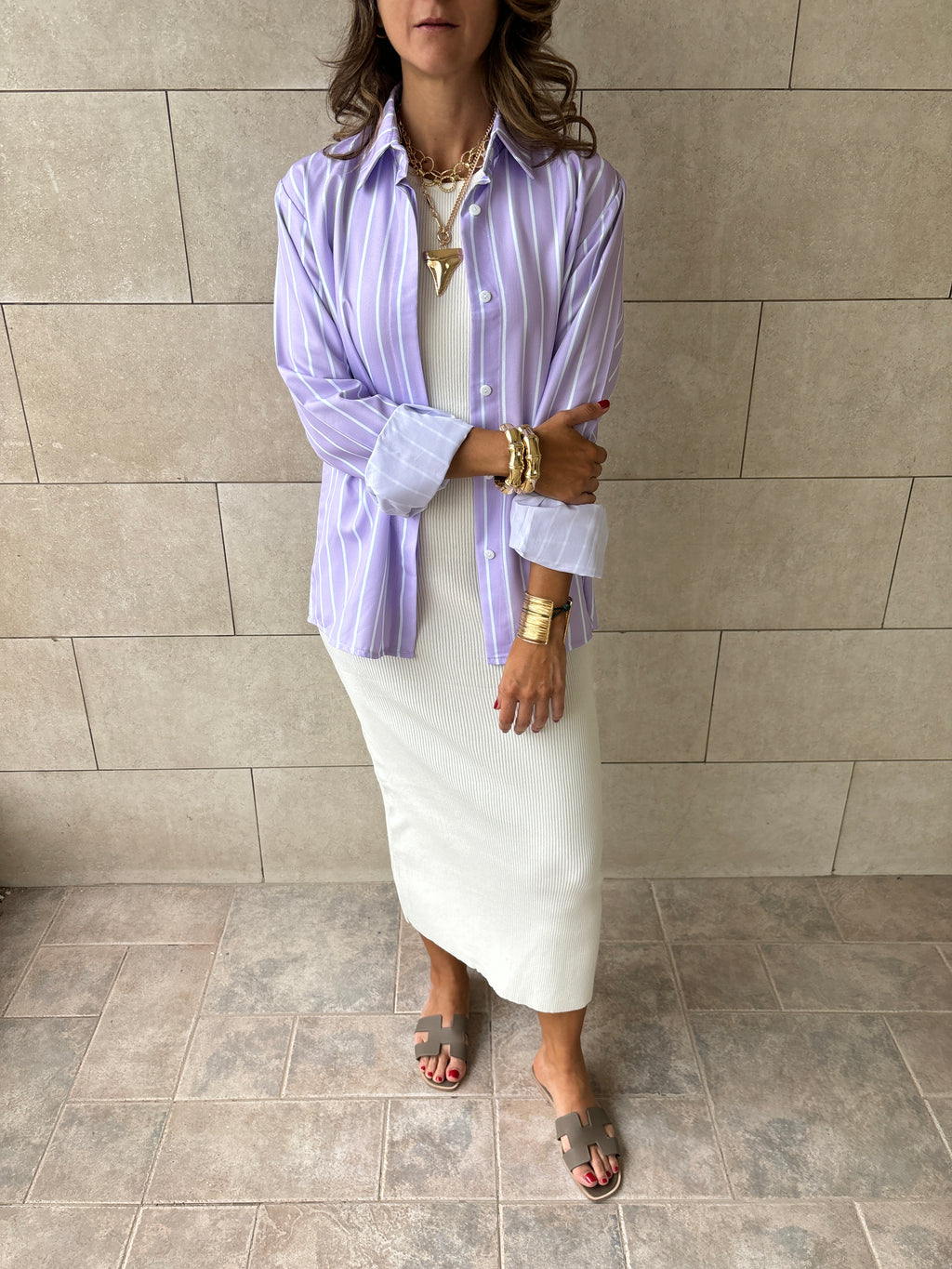 Matilda Purple Striped Button Up Shirt