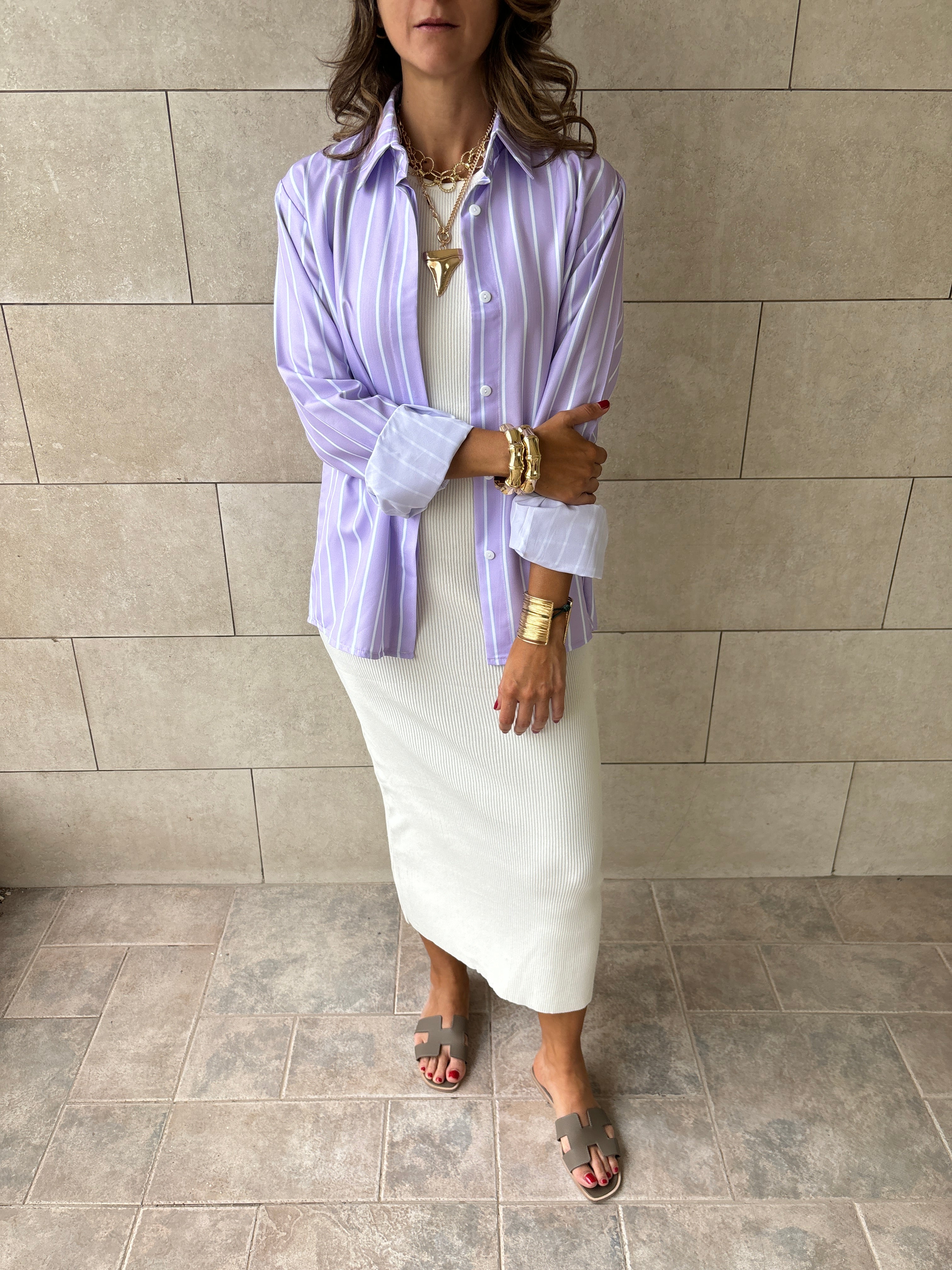Matilda Purple Striped Button Up Shirt