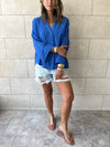 Blue Basic Chiffon Essential Shirt
