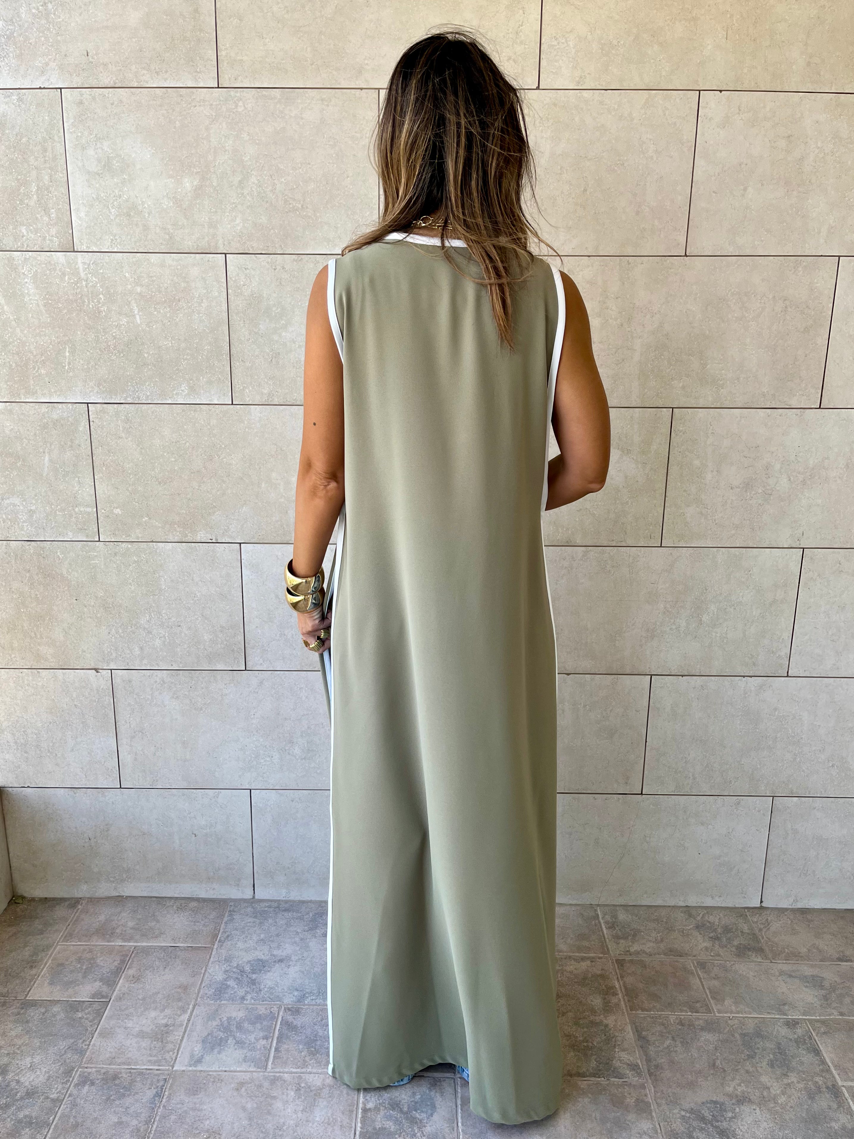 Olive Longline Tie Vest