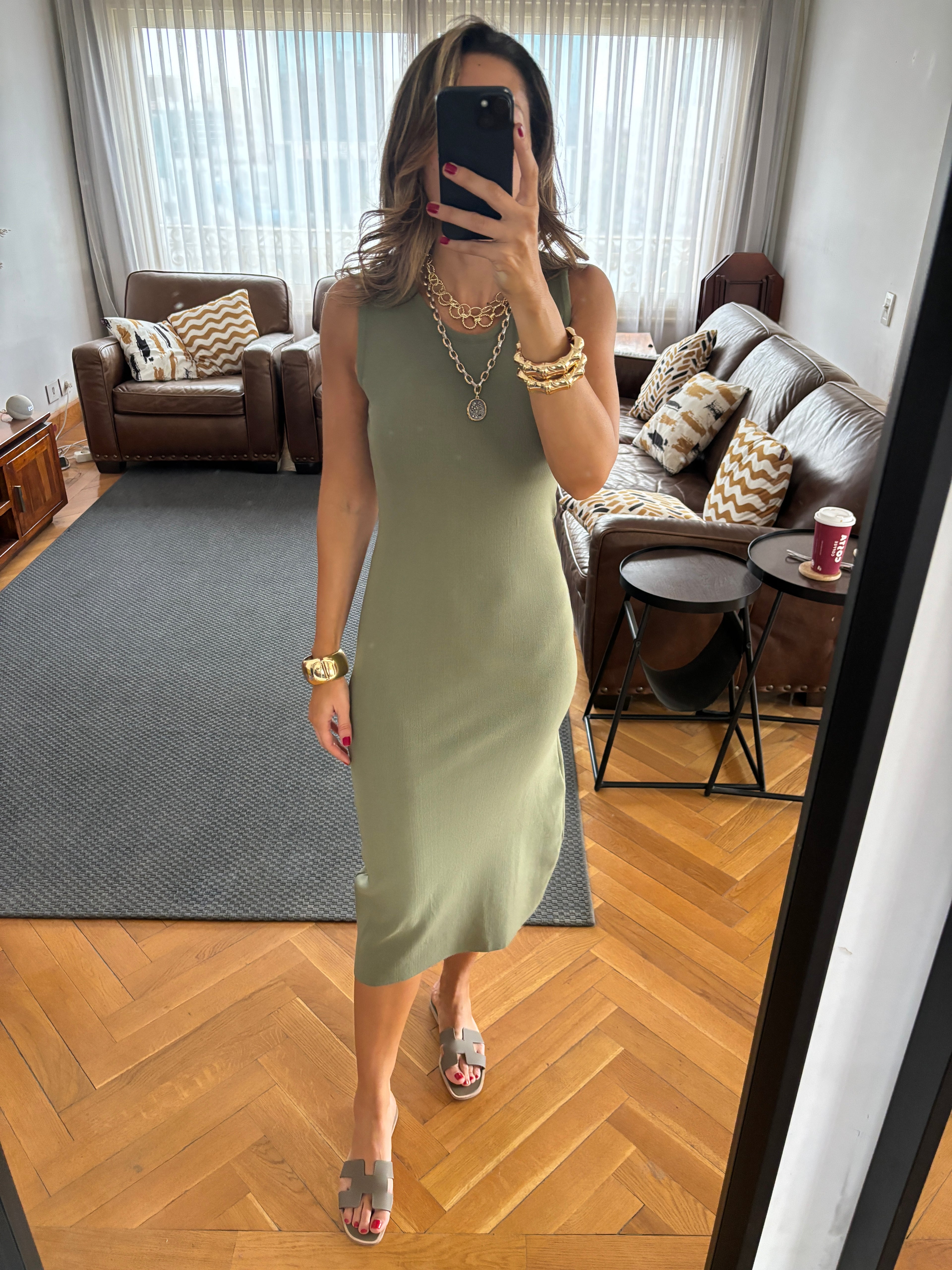 Olive 99 Interknit Basic Dress