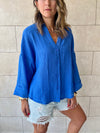 Blue Basic Chiffon Essential Shirt