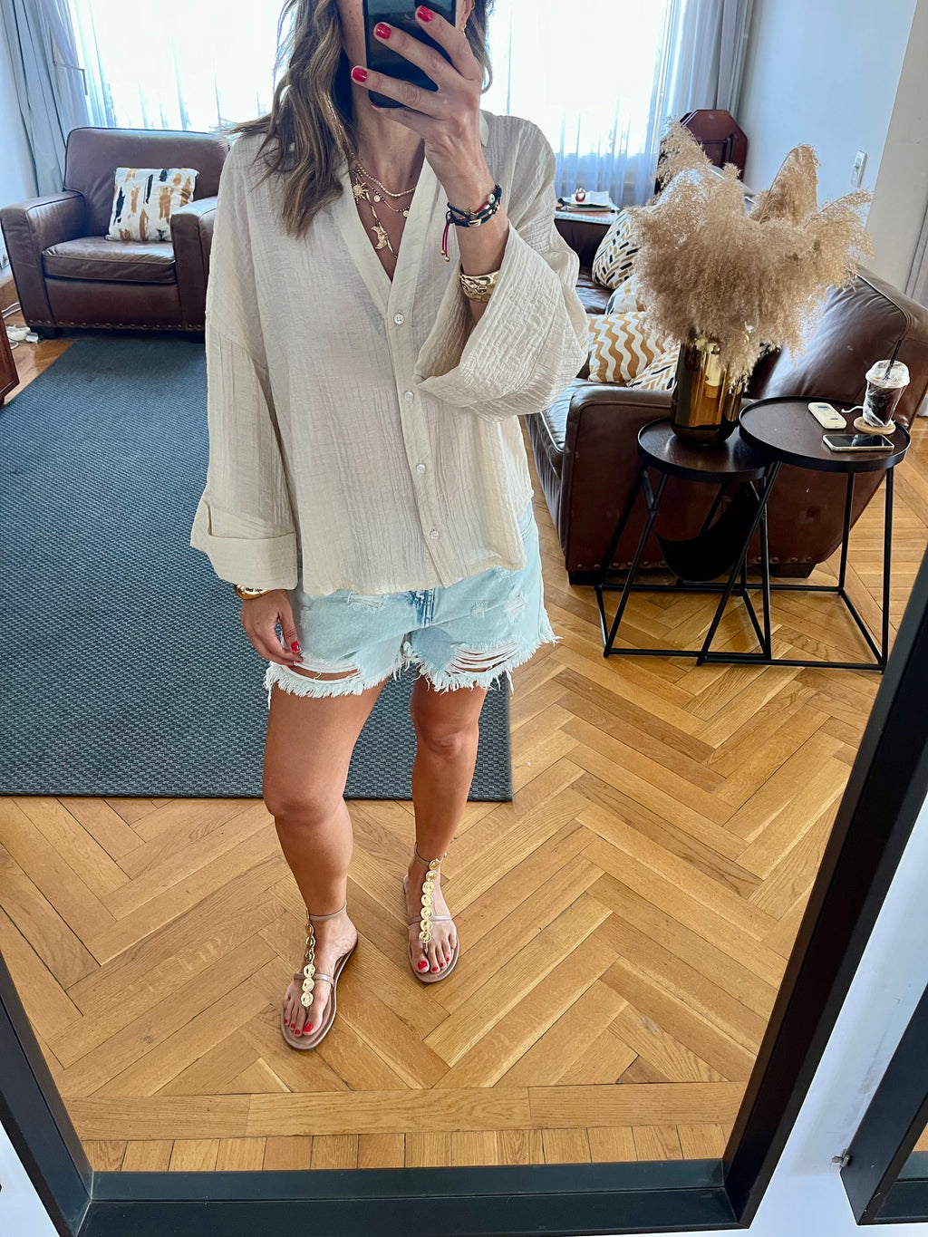 Beige Basic Chiffon Essential Shirt