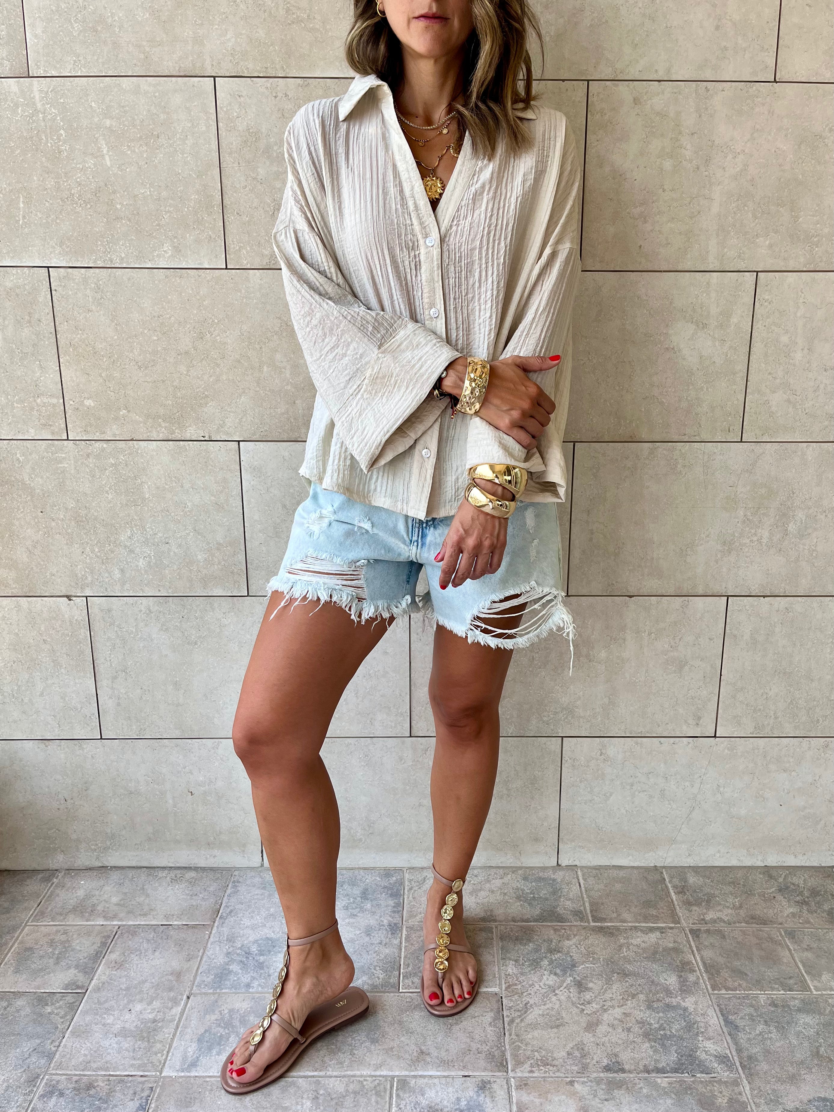 Beige Basic Chiffon Essential Shirt