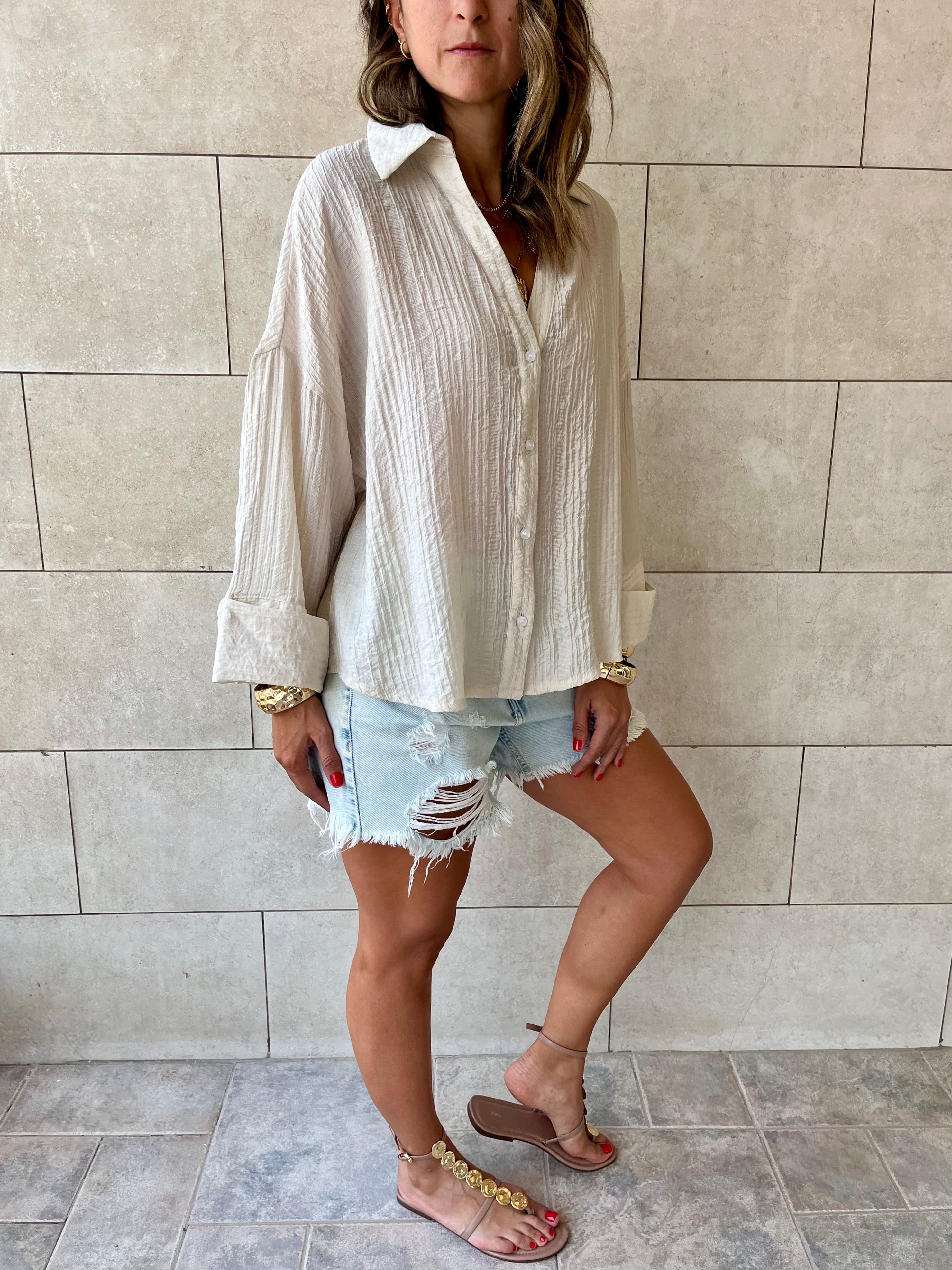 Beige Basic Chiffon Essential Shirt