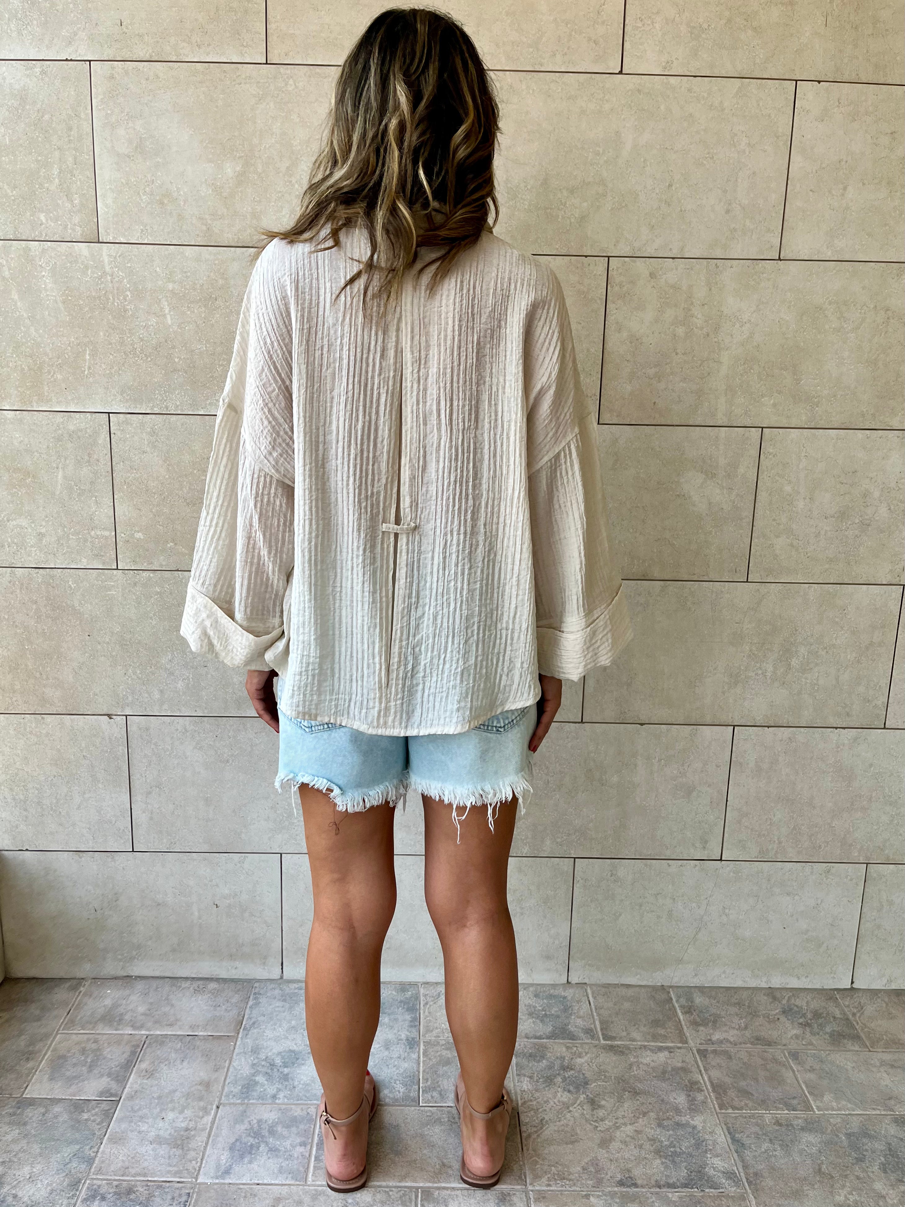 Beige Basic Chiffon Essential Shirt