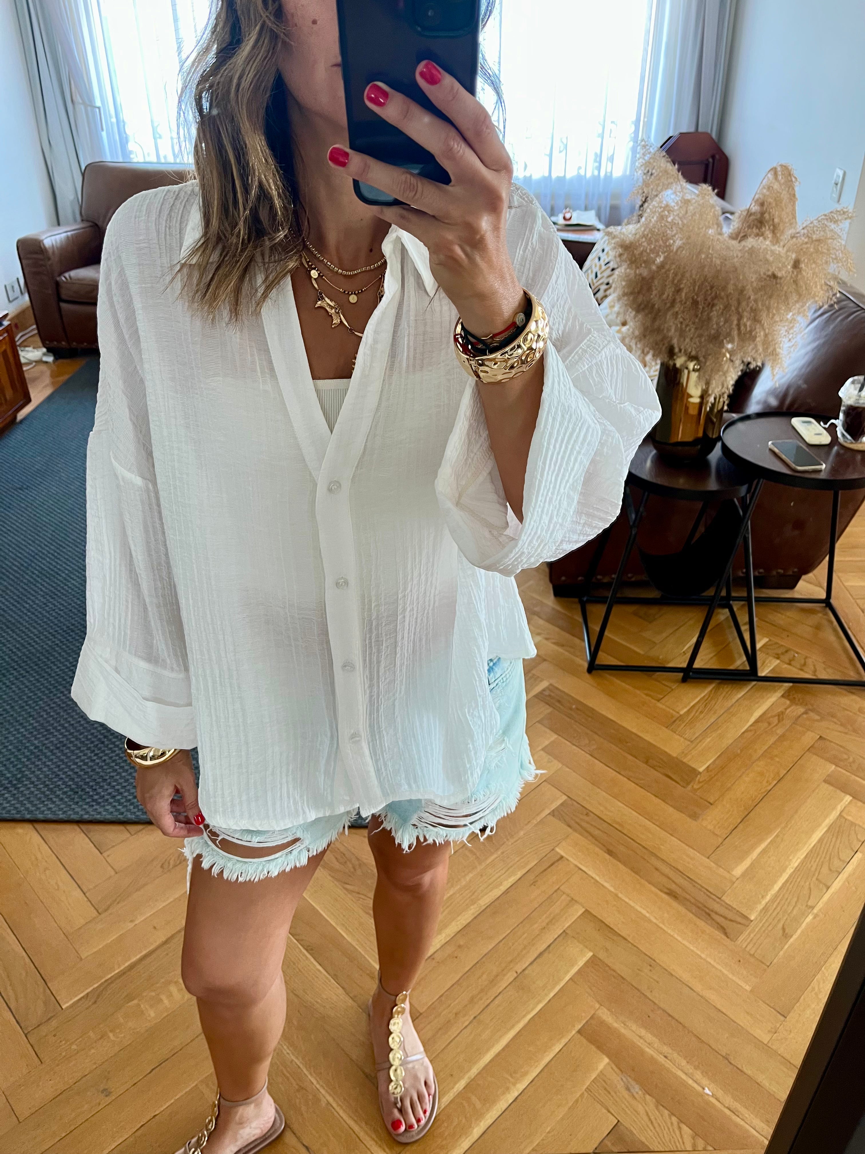 White Basic Chiffon Essential Shirt