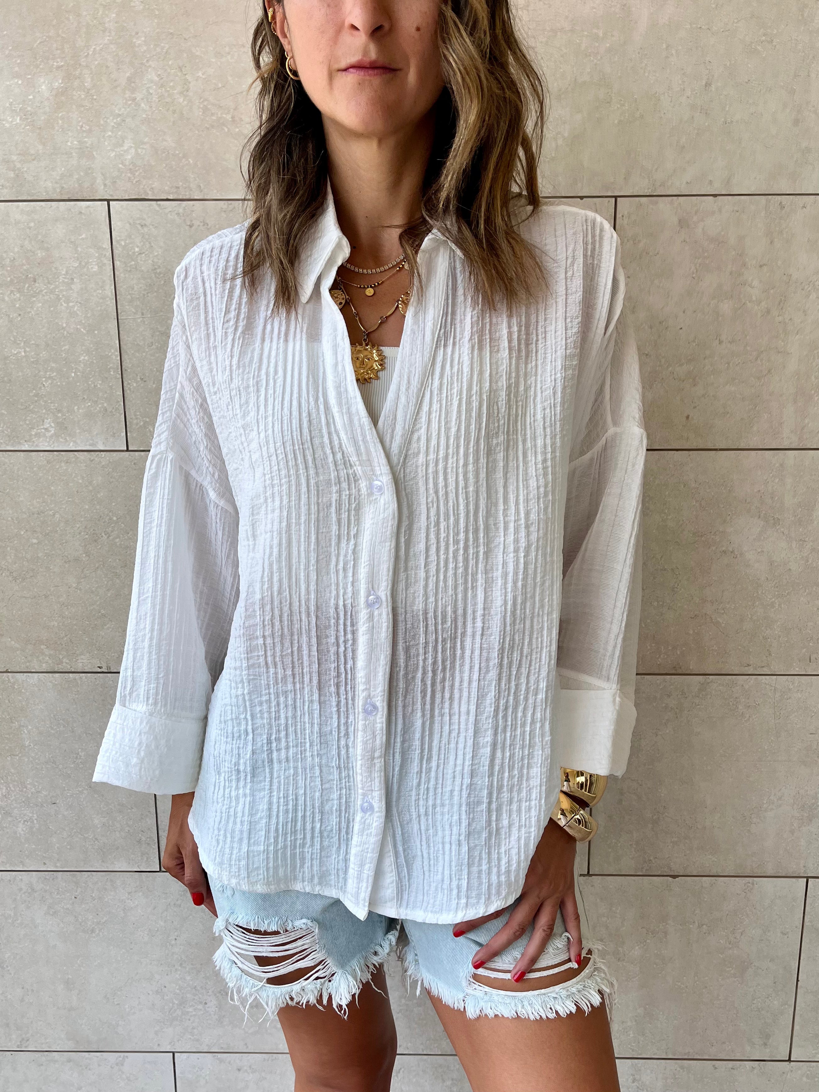 White Basic Chiffon Essential Shirt