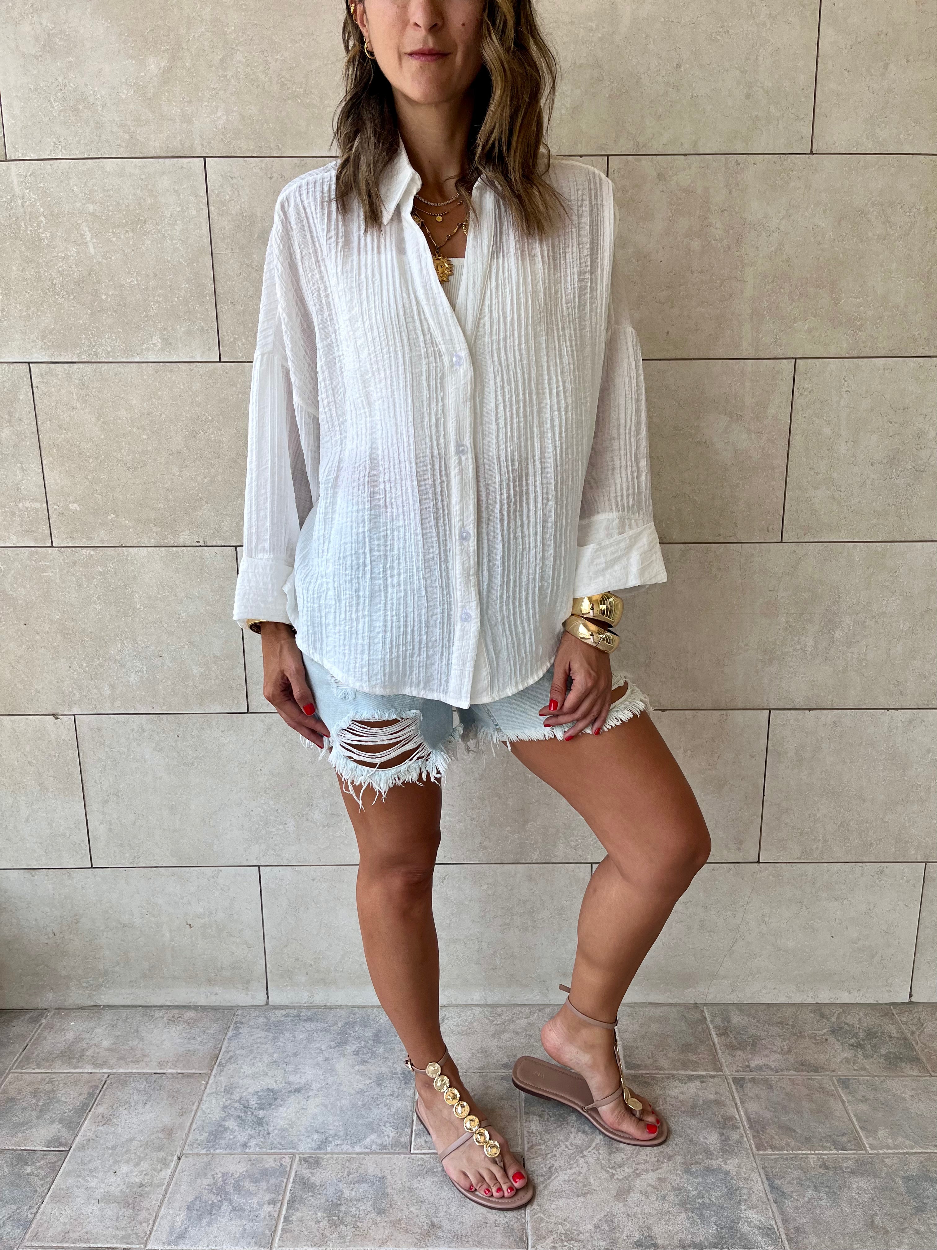 White Basic Chiffon Essential Shirt