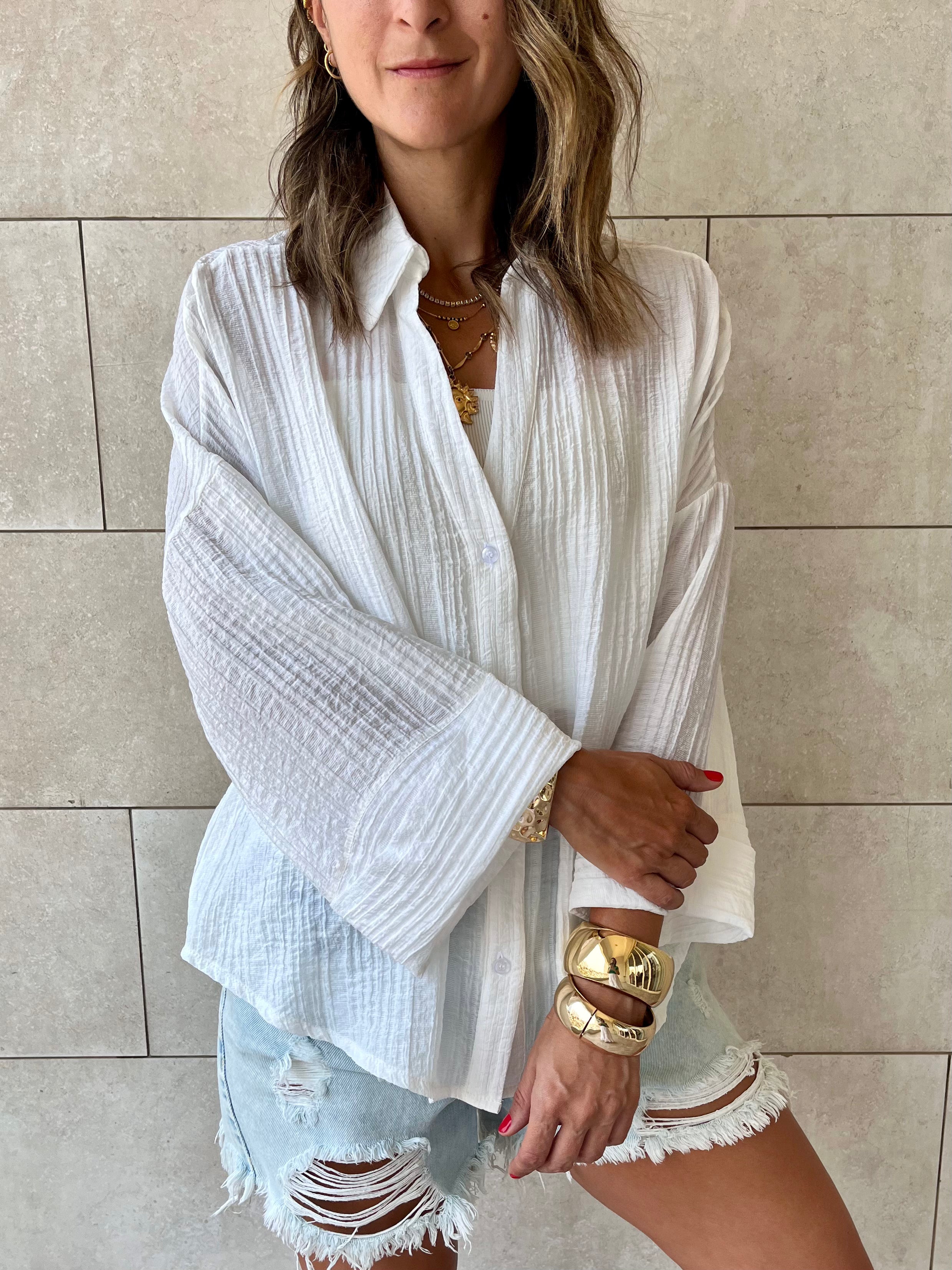 White Basic Chiffon Essential Shirt