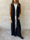 Black Longline Tie Vest