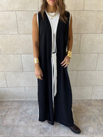 Black Longline Tie Vest