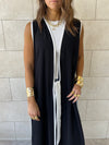 Black Longline Tie Vest