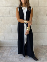 Black Longline Tie Vest