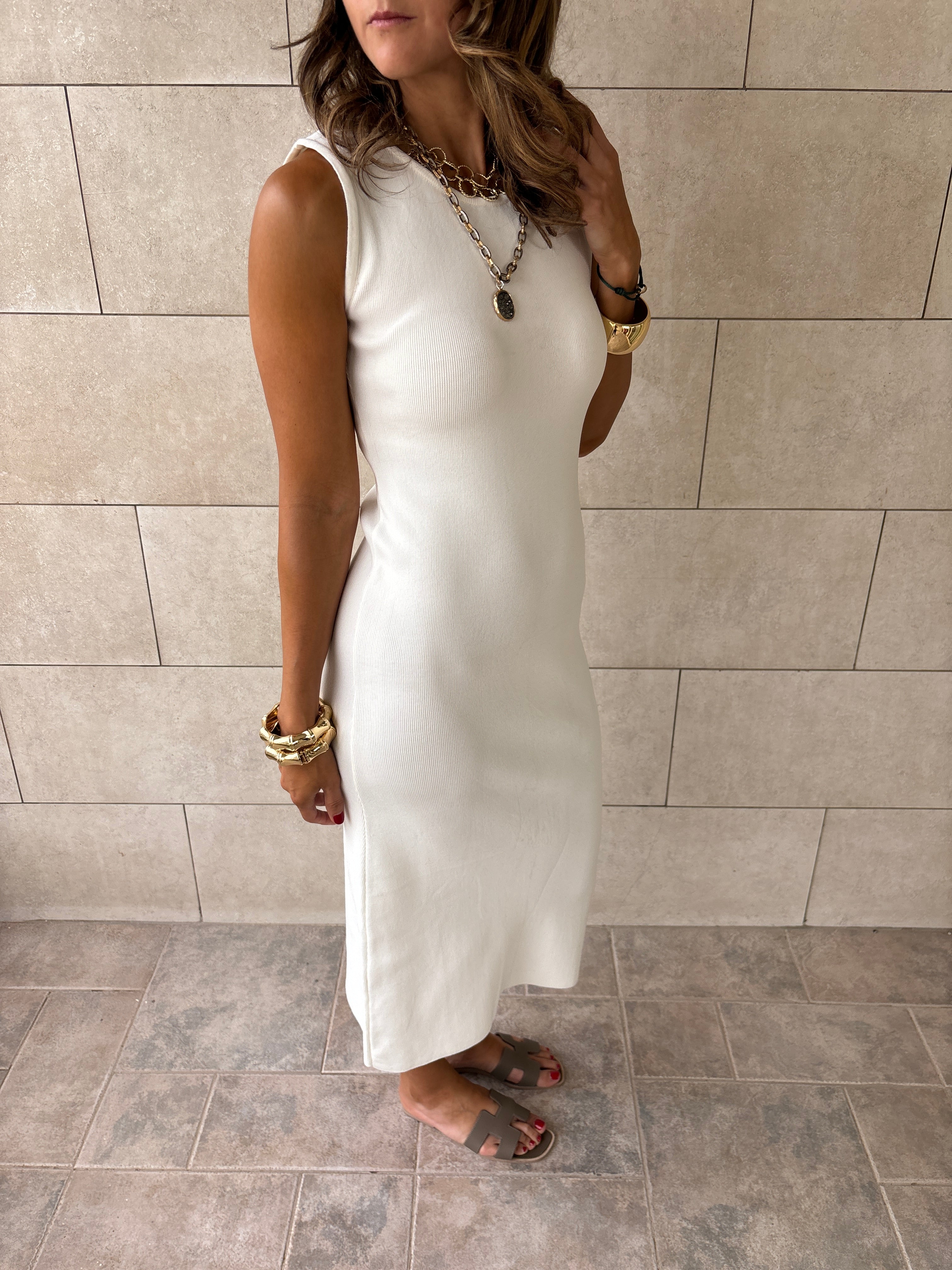 White 99 Interknit Basic Dress