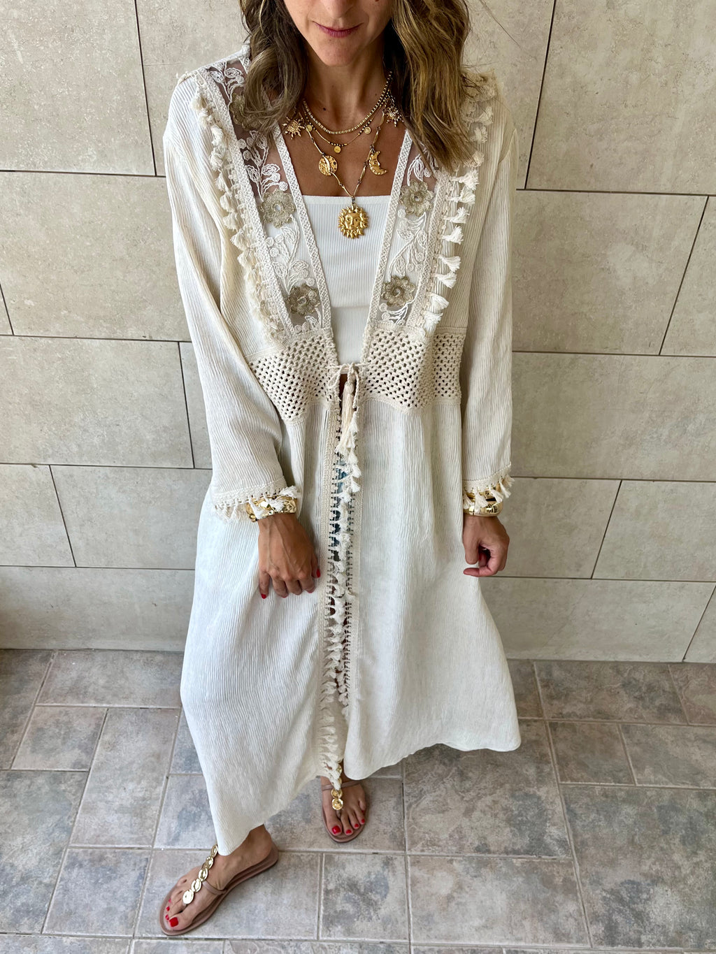 Beige Limited Edition Linen Kimono