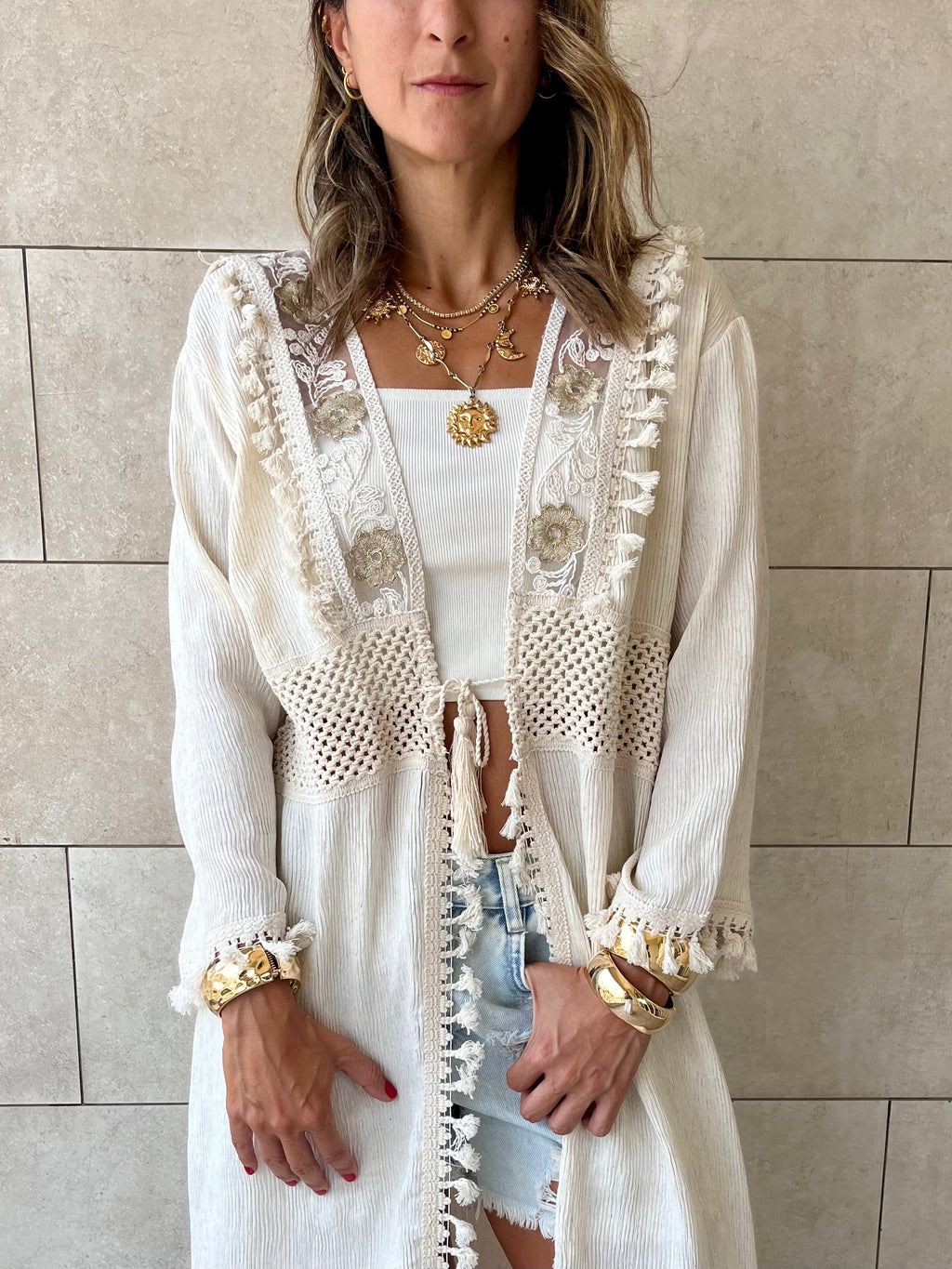 Beige Limited Edition Linen Kimono