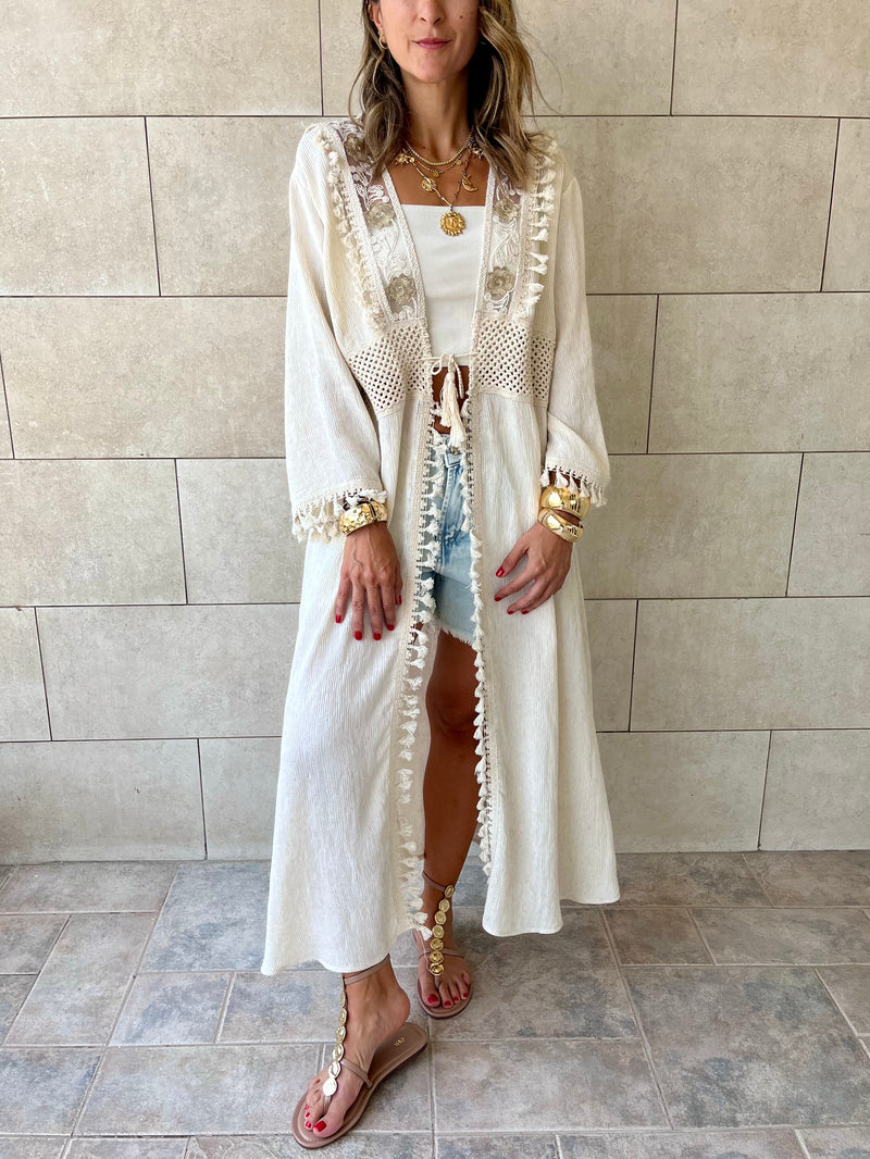 Beige Limited Edition Linen Kimono