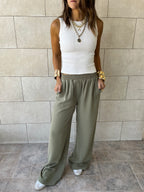Olive Elastic Working Pants