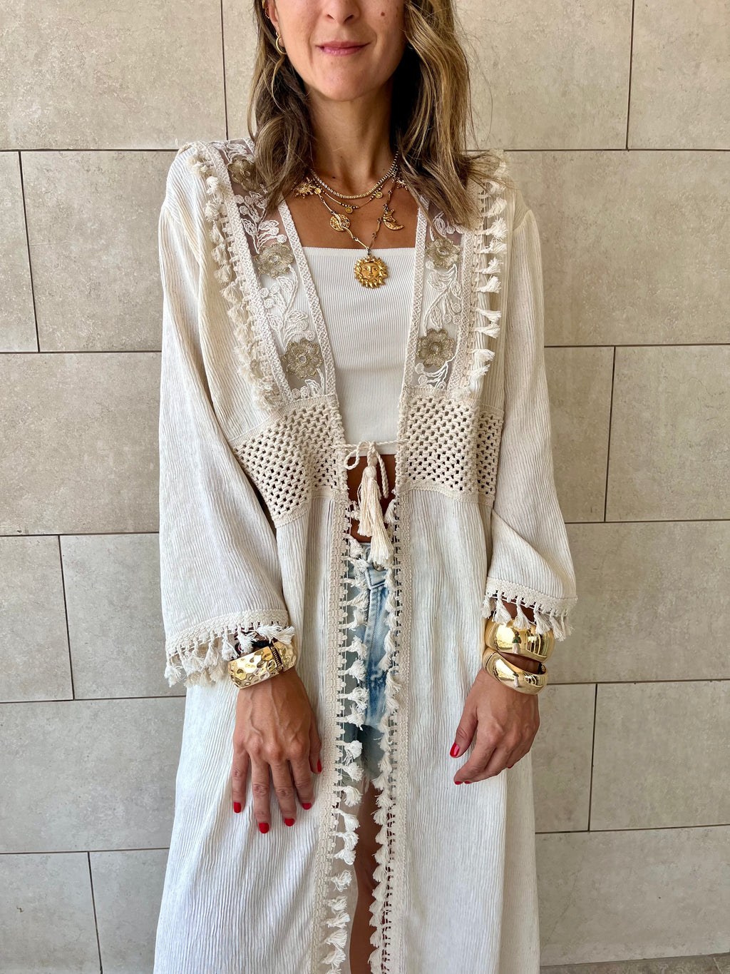 Beige Limited Edition Linen Kimono