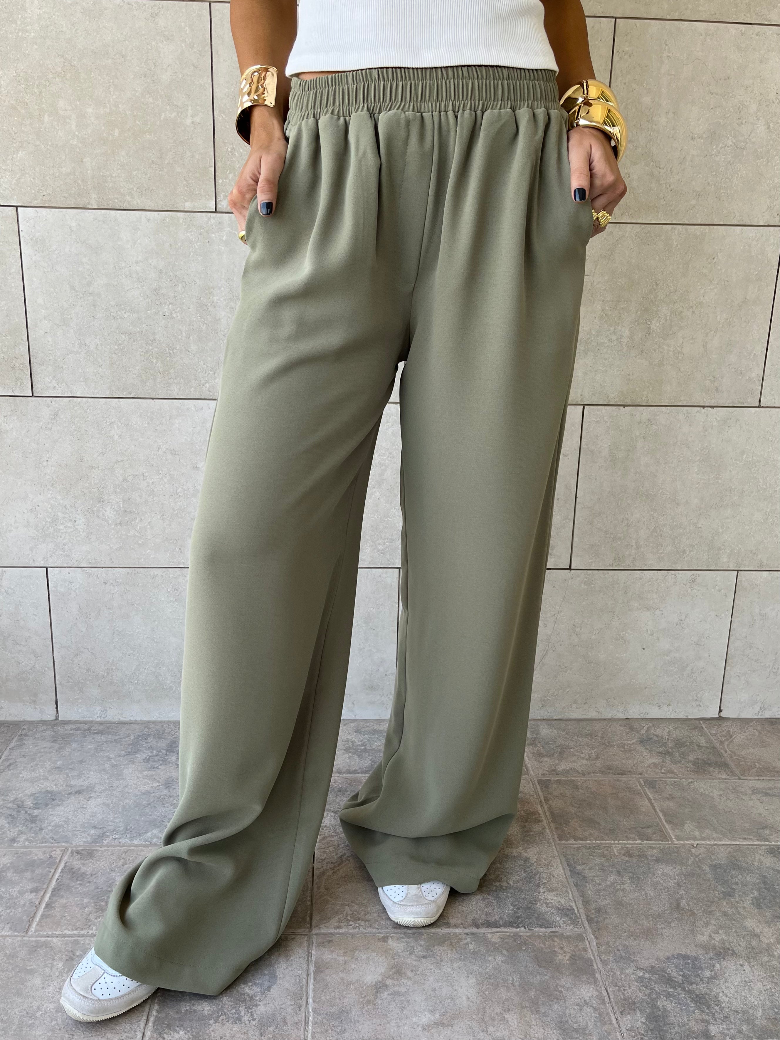 Olive Elastic Working Pants