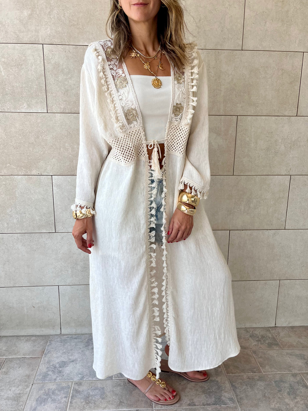 Beige Limited Edition Linen Kimono