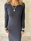Black 99 Interknit Long Sleeve Basic Dress