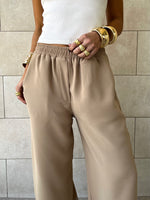 Beige Elastic Working Pants