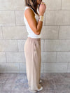 Beige Elastic Working Pants