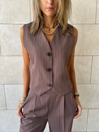 Brown Striped Frillu Signature Vest