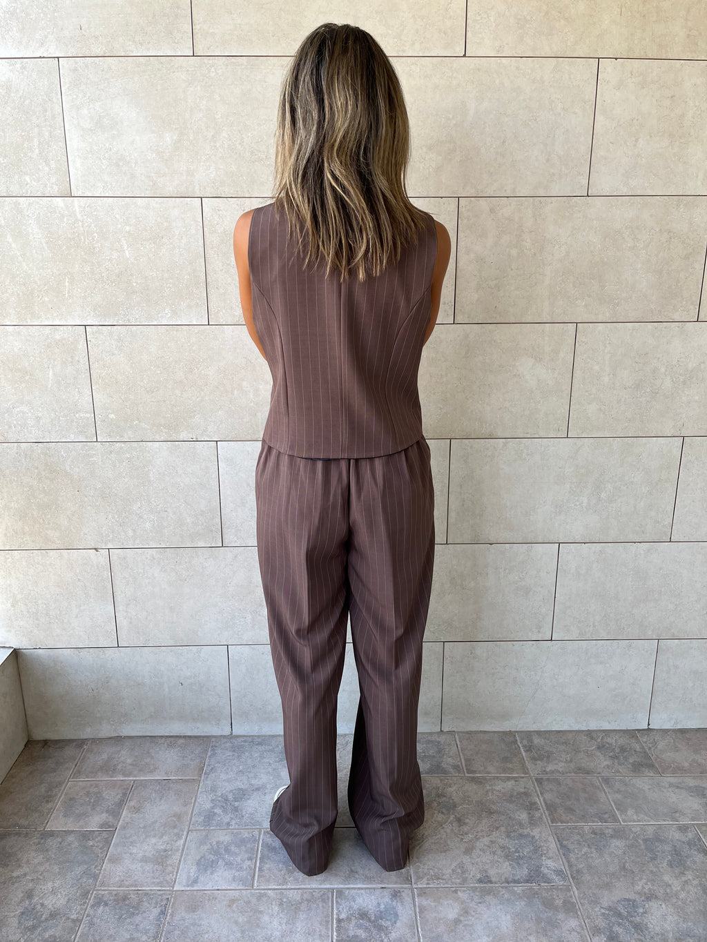 Brown Striped Frillu Signature Vest