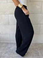 Black Elastic Working Pants