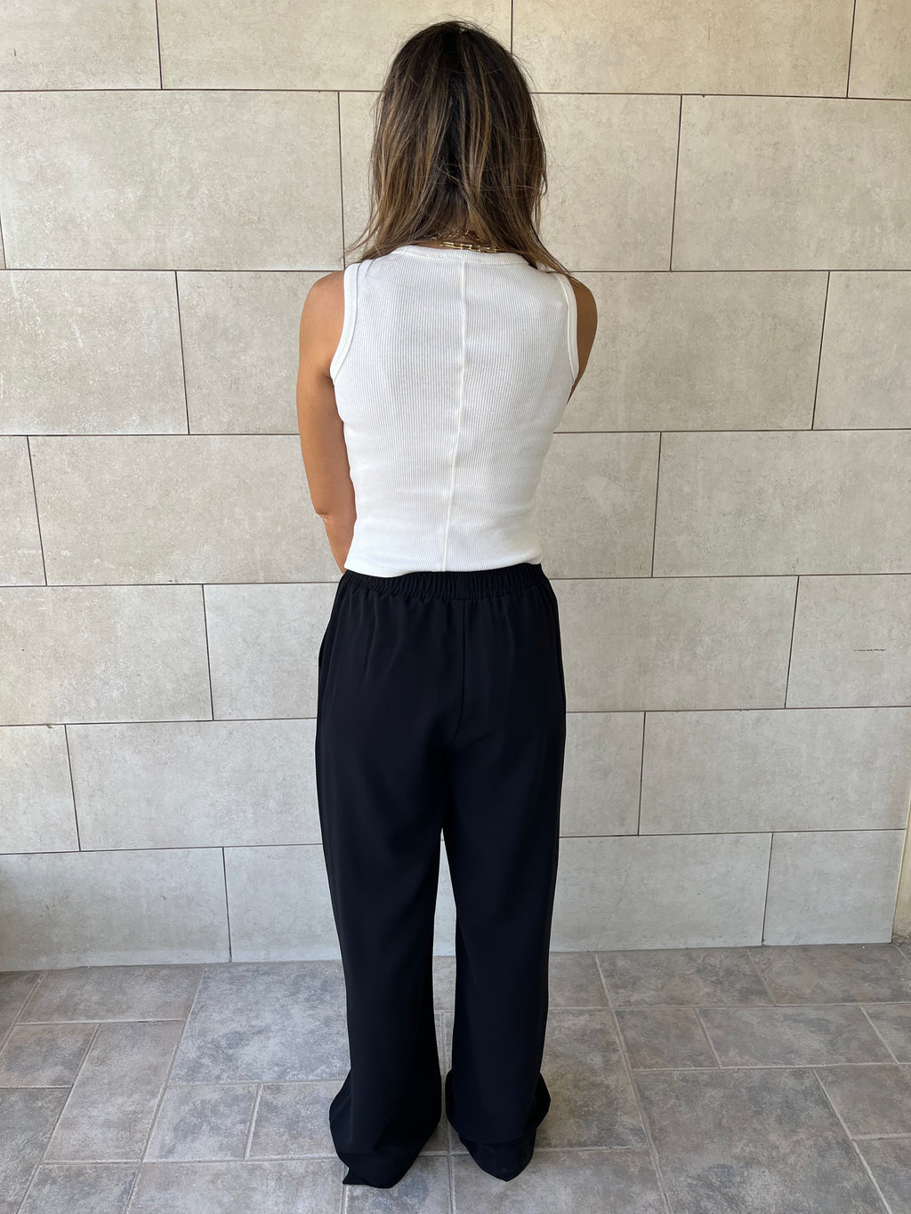 Black Elastic Working Pants