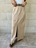 Beige Summer Suede Skirt
