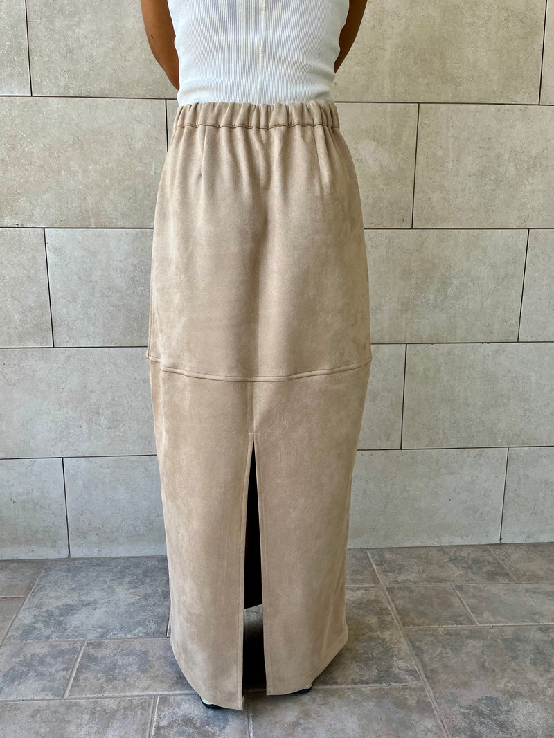 Beige Summer Suede Skirt