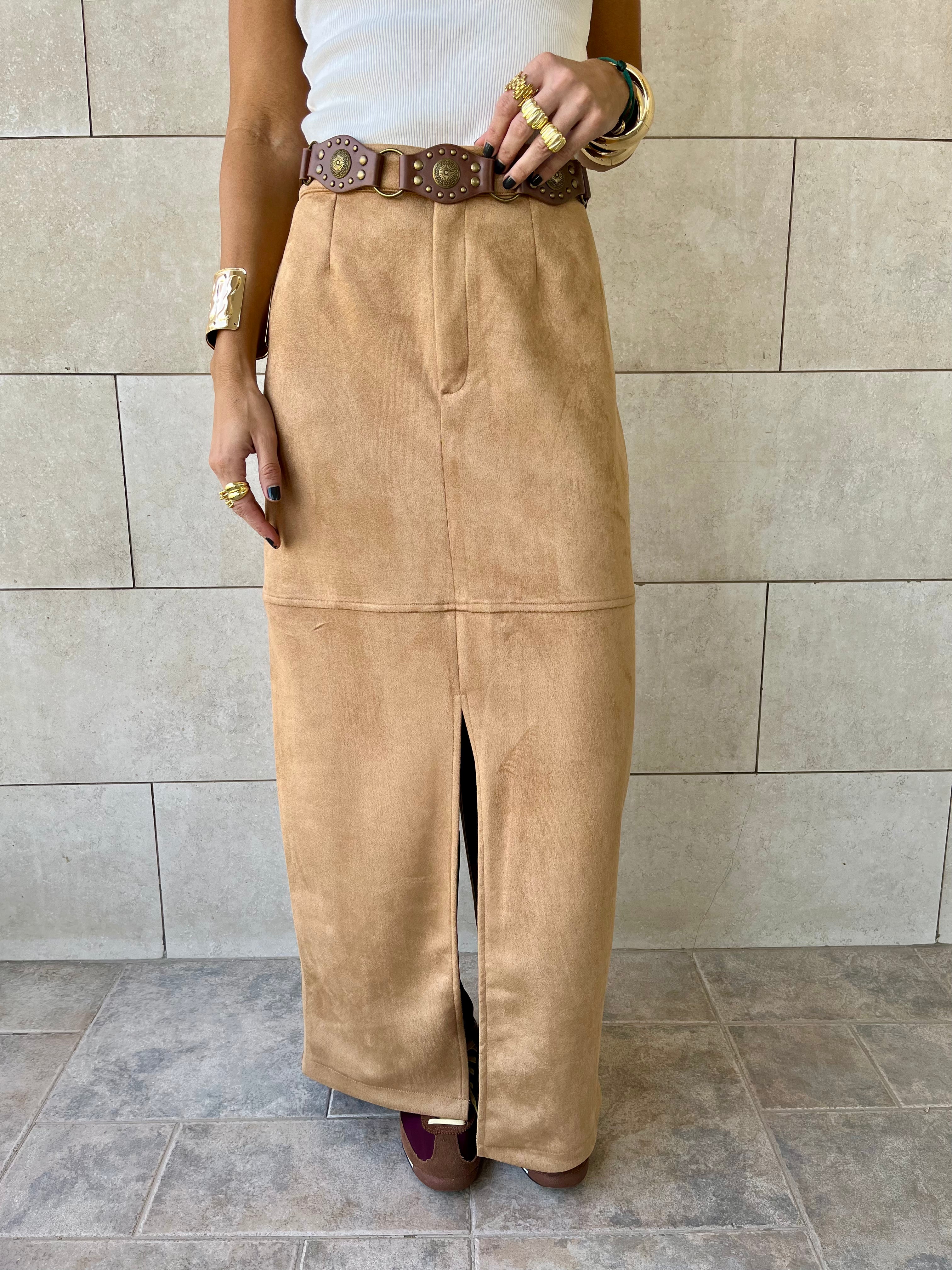 Camel Summer Suede Skirt