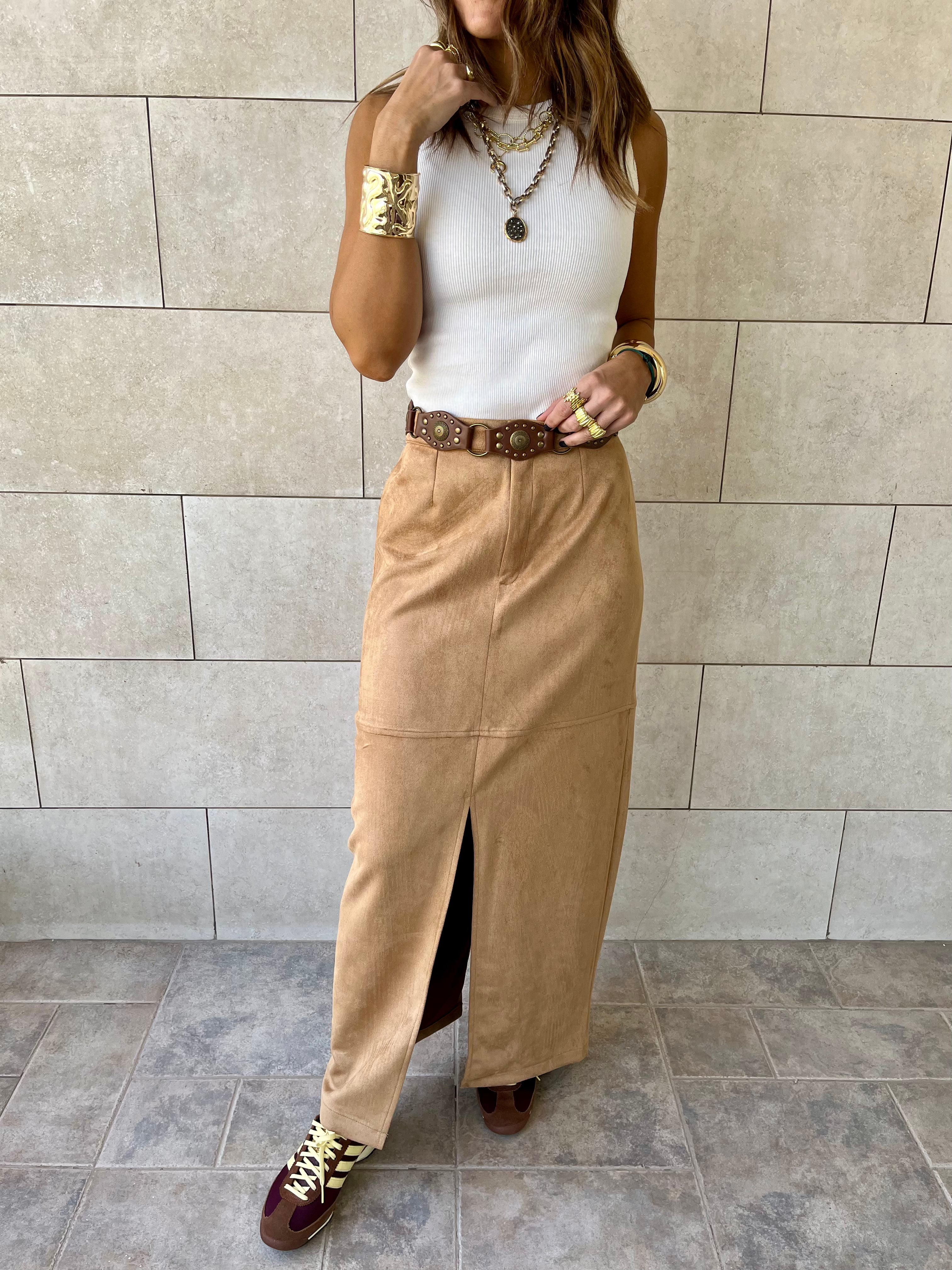 Camel Summer Suede Skirt