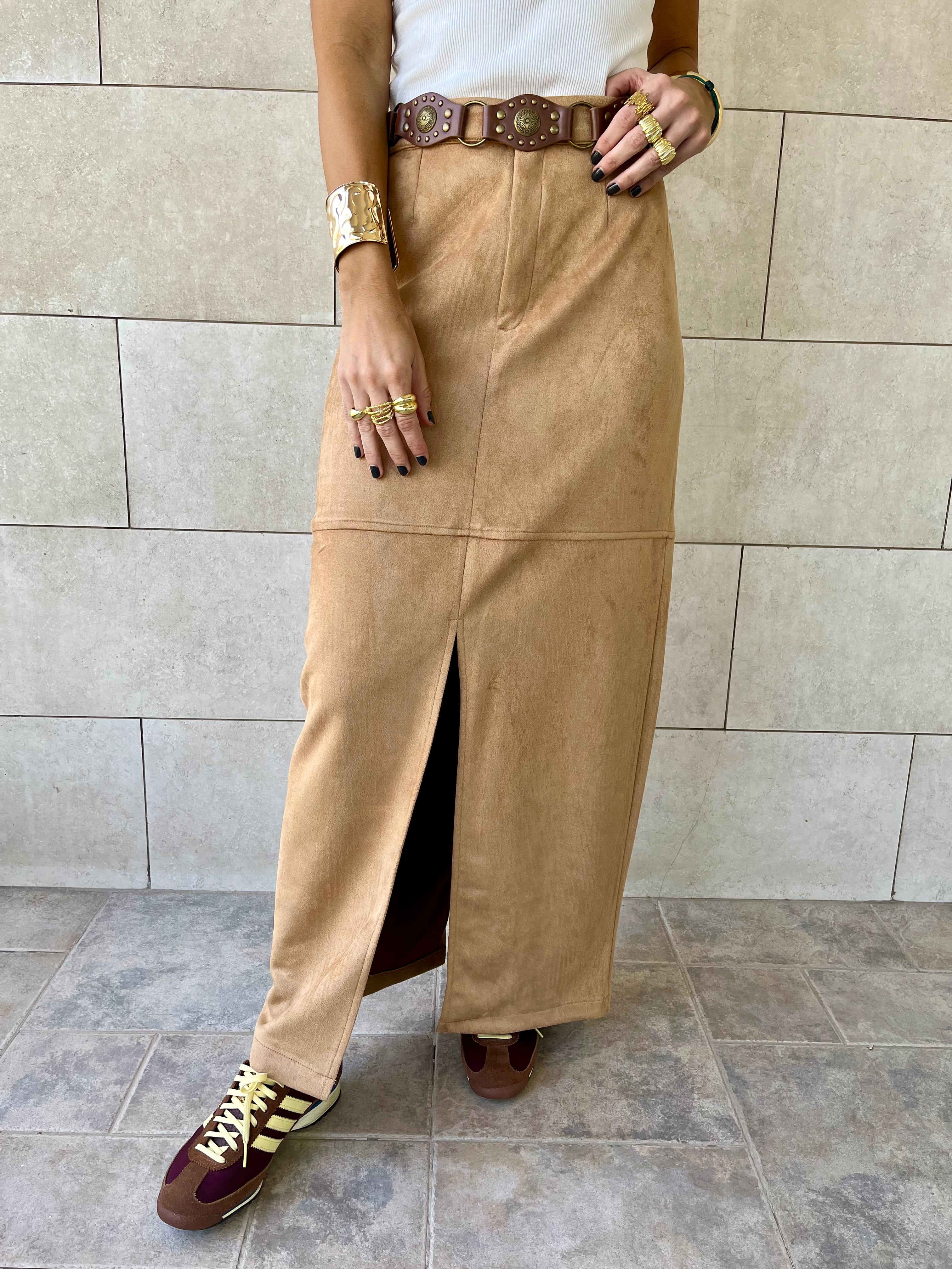 Camel Summer Suede Skirt