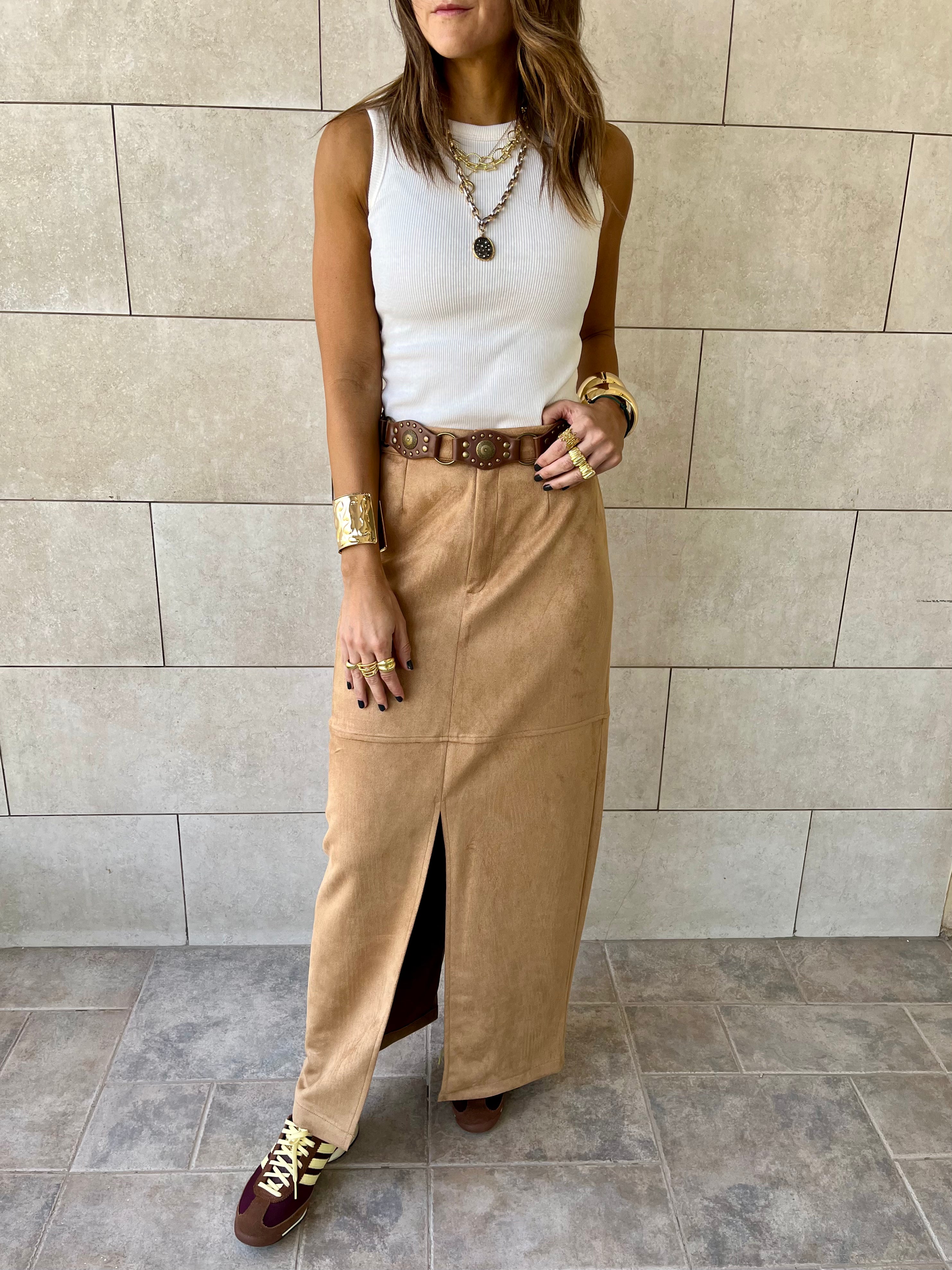 Camel Summer Suede Skirt